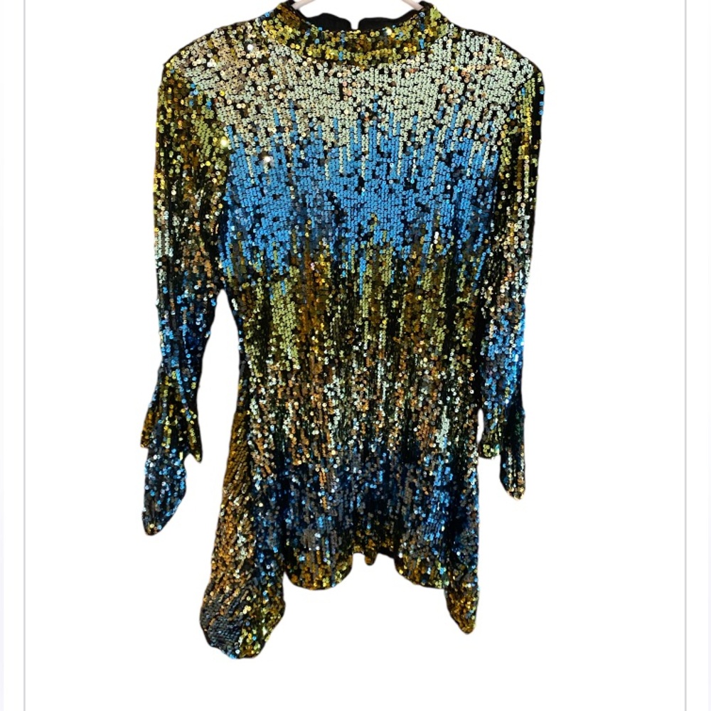 Sequined fabulous long sleeve dress. Size‎ large. (based on measurements.)